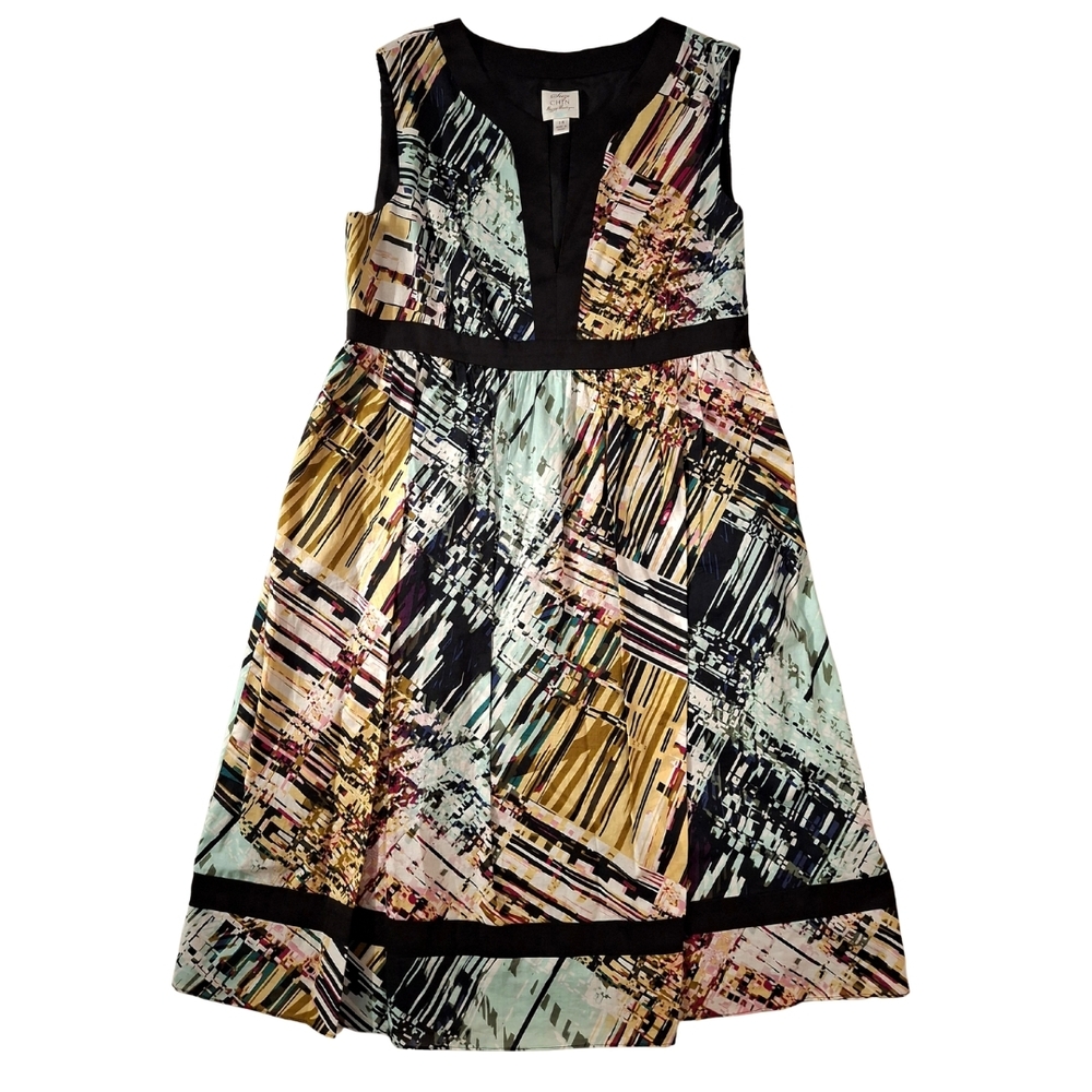 Suzi Chin Size 14 Abstract Print Cocktail Dress Empire Waist